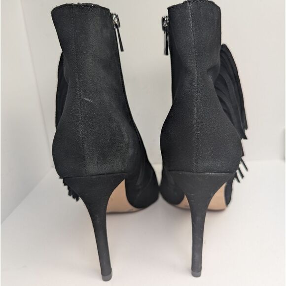 Jessica Simpson Paegye Black Suede Fringe Pointed Toe Ankle Boots Women's 9.5 - Picture 4 of 9
